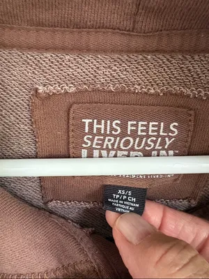 EUC American Eagle Waffle Button Front Hoodie Shacket Brown Generous XS thumbnail 2