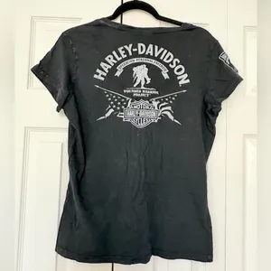 Harley-Davidson Motorcycles Distressed Black Short Sleeve V-Neck Tee Shirt thumbnail 4