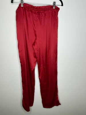 Victoria's Secret Satin Lounge Pajamas Pants Red Pink Piping w/pockets Tie M thumbnail 5