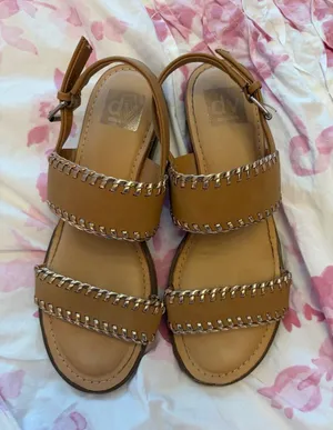DV by Dolce Vita Flint Sandals Size 8 Tan Cognac Double Strap thumbnail 1
