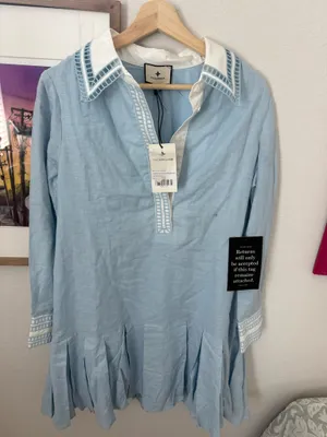 Tuckernuck Sky Blue Button-Down Tunic with White Contrast Collar thumbnail 6