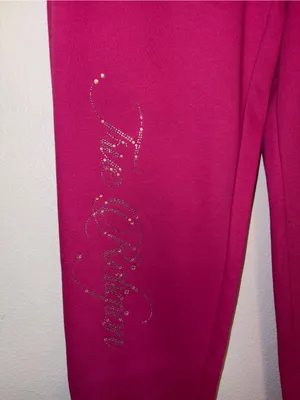 NWT True Religion Rhinestone Crown Fleece Joggers Size Medium Pink Y2K thumbnail 2