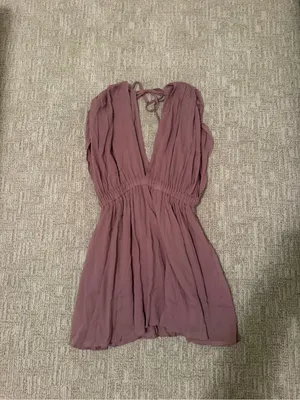 REVOLVE Anna Nata Blush Pink Plunge V-Neck Mini Dress thumbnail 3