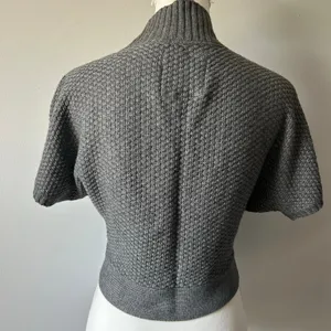 Heritage 1981 Vintage Gray Knit Shrug Sweater Cap Sleeve Y2K Style Size Small thumbnail 5