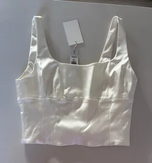 Aritzia Wilfred Shine Top Light Birch Ivory Satin Corset Crop Tank 102468 M thumbnail 1