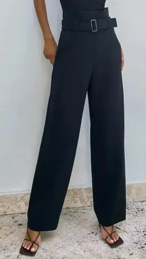 Aritzia Babaton Power Pant Paper Bag Belted Trousers Black thumbnail 1