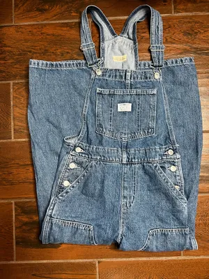 Levi’s Premium Utility Double Knee Wide Leg Dark Wash Denim Jean Overalls XS thumbnail 2