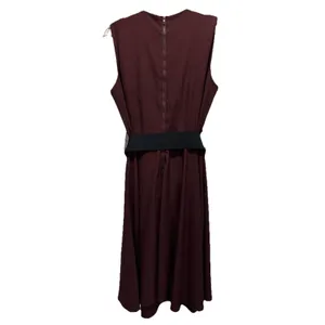 City Chic Burgundy Solid Sleeveless Fit Flare Dress Size XS/14 Back Zip‎ Belt thumbnail 5
