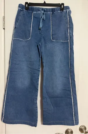 Tractr Wide Leg Denim Pull-On jeans rayed detail big pockets medium boho grunge‎ thumbnail 1