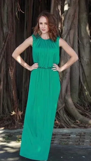 MNG Suit Maxi Dress Emerald Green Sleeveless Open Back‎ Party Dress M thumbnail 1