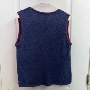 Vintage Crystal Kobe blue knit patchwork button down sweater vest Christmas M Size M thumbnail 9