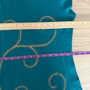 Adria Mode Large Tunic Dress Teal Organic Cotton Lagenlook Spring‎ Squiggly thumbnail 6
