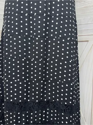 Anne Klein Polka Dot Lace Inset Sleeveless Maxi Dress Black White 12 Chiffon thumbnail 7