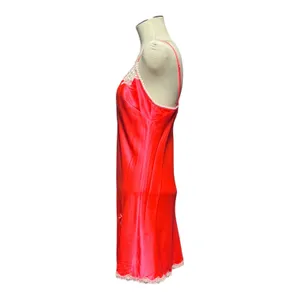 Victoria's Secret Vintage 90s Satin Lace Nightie Hot Pink Large thumbnail 2