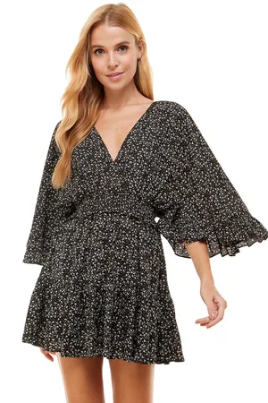 The Clothing Exchange Company | NWOT | Floral Print Chiffon Skort Dress | S | Black | CP9448 thumbnail 2
