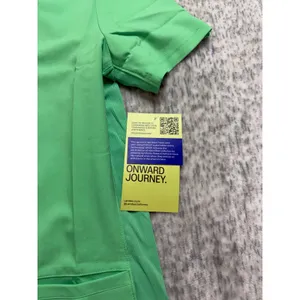 Landau Forward Womens‎ Scrub Top Nu Green Rib Knit V-Neck LT100 XS Regular NWT thumbnail 2