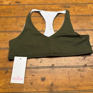 Leggings Park Sports Bra Olive Green‎ Racerback Perforated Back Women's thumbnail 1