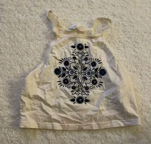 Revolve Tokyo Darling white embroidered crop top. Size Medium thumbnail 2