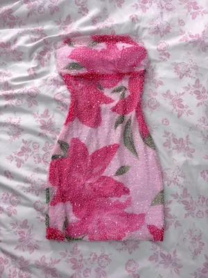 Pink beaded flower hoco dress Size XXS thumbnail 2