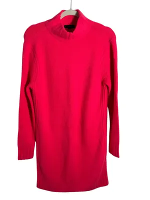 J.Crew Supersoft Yarn Mockneck Shift Sweater Dress Hot Pink SM Alpaca Wool Blend thumbnail 7