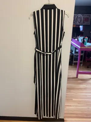 Killstar Black and White Vertical Stripe Maxi Dress thumbnail 12