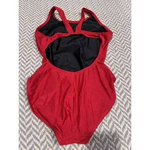Vintage 90s Dolfin Red One Piece Retro Competition Swimsuit USA See Pics thumbnail 6