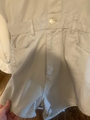 Shimmery Light Gray Short Sleeve Zara romper thumbnail 5