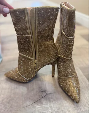 Glaze‎ Gold Rhinestone Stiletto Ankle Boots - Size 6 - Bling/Concert Ready thumbnail 1