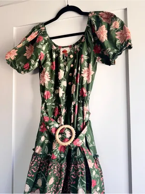 FARM Rio Green Pineapple Garden Organic Cotton Maxi Dress Size M thumbnail 8