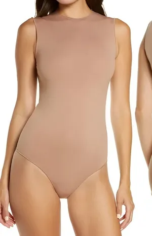 Skims Womens Minimalist‎ Essential Crewneck Sleeveless Bodysuit XXS / XS Taupe thumbnail 1