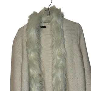 J. McLaughlin Womens Cream Wool Cashmere Faux Fur Trim Cardigan Sweater Small thumbnail 2