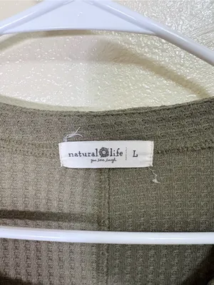 NATURAL LIFE Olive Ribbed Long-Sleeve Henley thumbnail 3
