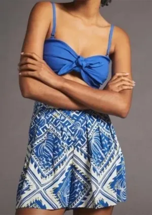 EUC Anthropologie Cory Lynn Calter Everly Blue Palm Tree Motif Size XS thumbnail 1