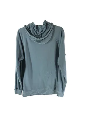 Reebok Womens Hoodie French Terry Pullover Pockets Logo Graphic Print Blue L thumbnail 2