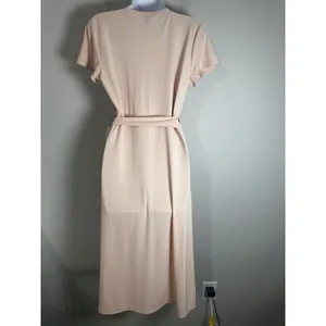 Halogen Womens‎ Blush Pink Wrap Midi Dress Short Sleeve Tie Waist Small thumbnail 5