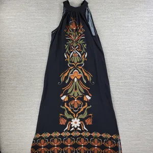 MSK Halter Maxi Dress Womens S Black Floral Tie Band Neck Vacation Summer Boho thumbnail 3