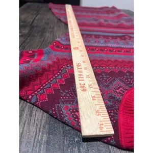 Athleta Womens Red‎ Fair Isle Sweater Dress Long Sleeve Cotton Blend Cabin Small thumbnail 7