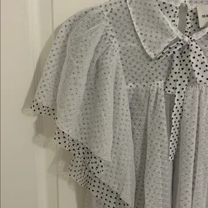 Anthropologie Maeve Short Sleeve Bow Collared Sheer Swing Blouse NWT Size XS thumbnail 7