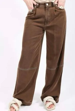 RODEBJER EILEEN RANCH COTTON PANTS IN DARK BROWN Large thumbnail 1