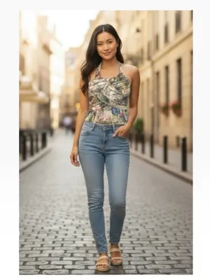 new Boho Chic ❤︎ Floral Watercolor Print Draped Halter Top ❤︎ Pin Up ❤︎ Large thumbnail 13