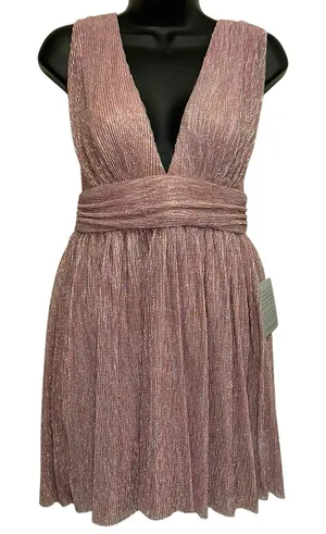NWT Lulu's Ailey Skater Dress Pink‎ Metallic Mini thumbnail 1