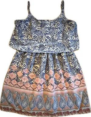 Abercrombie & Fitch Dress Womens Size S Blue Floral Paisley Ruffle Mini thumbnail 1