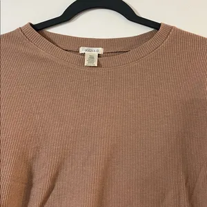 Bozzolo Women's Tan Cropped waffle long sleeved thumbnail 3