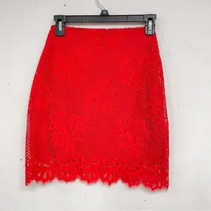 For Love & Lemons Red Lace Mini Skirt Womens S Girly Coquette Romantic Stretch thumbnail 7
