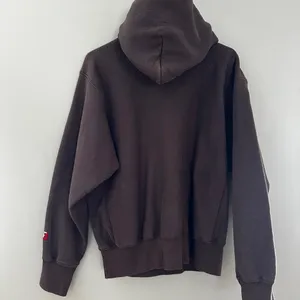 Vintage Brown University Graphic Print Fleece Pullover Hoodie Pockets Brown M thumbnail 2