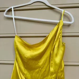 Lovers and Friends Karen Yellow One Shoulder Wrap Mini Dress Sz M thumbnail 4