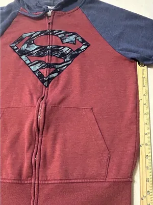 DC Comics Superman Full Zip Hoodie Mens Small Colorblock Camo Logo Raglan thumbnail 5