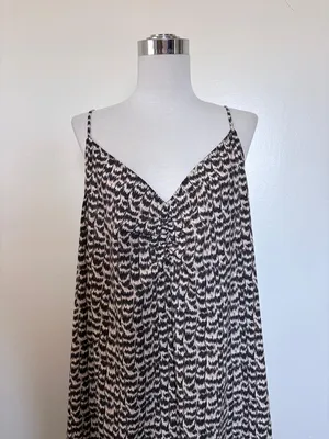 H&M Black and Cream Printed Spaghetti Strap Maxi Dress thumbnail 2