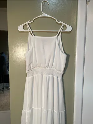 PrettyGarden Women's Size Small Sleeveless Midi Dress White Faux Button Smocked thumbnail 7