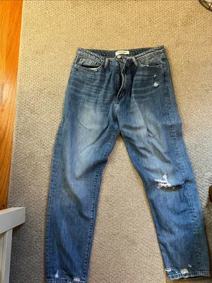 Flying Monkey Women's High-Rise Distressed Denim - Medium Blue thumbnail 2